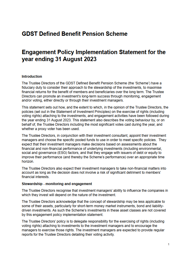 Implementation Statement